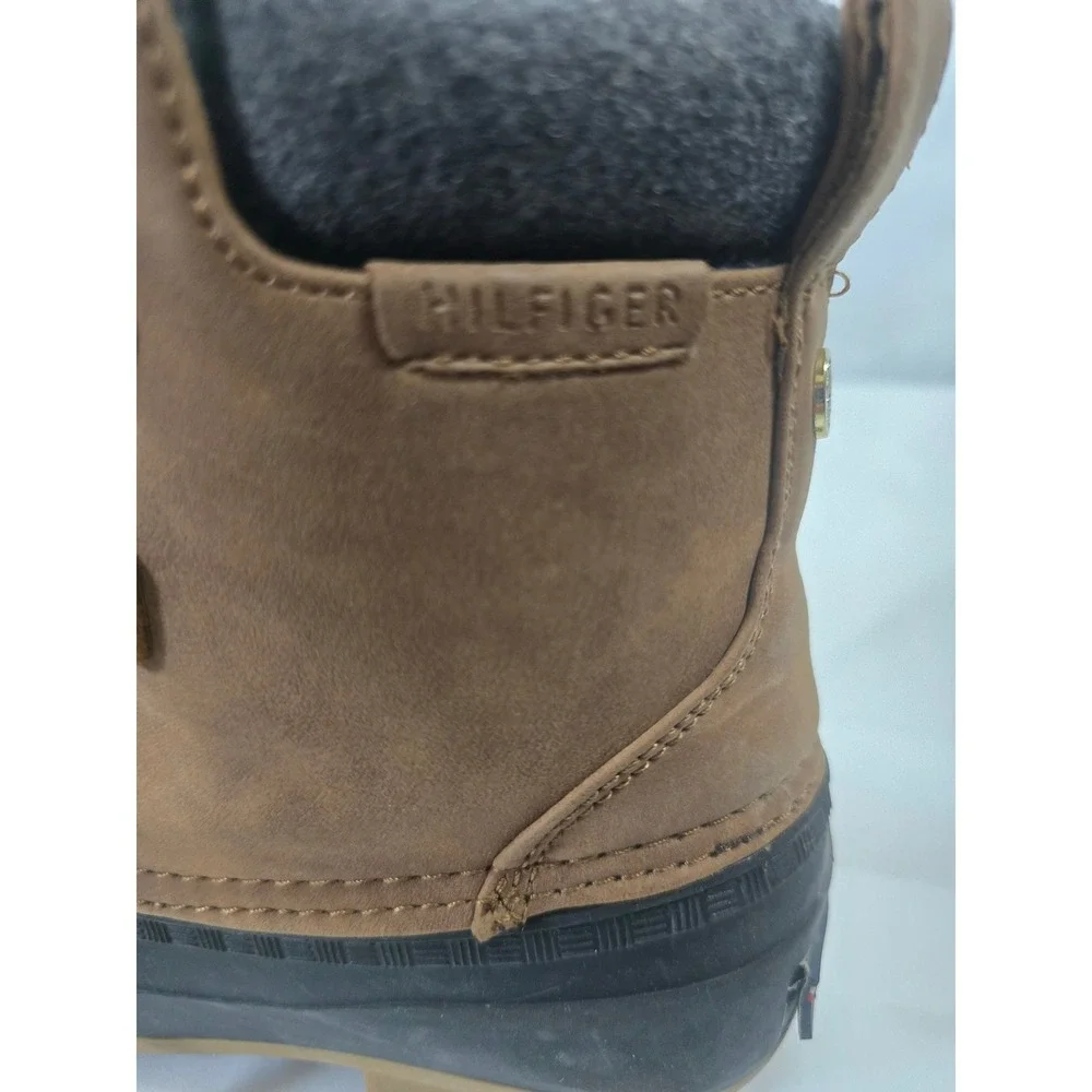 Tommy Hilfiger Womens Duck‎ Boots Tan Black Lace Up Winter Snow Shoes Size 7M